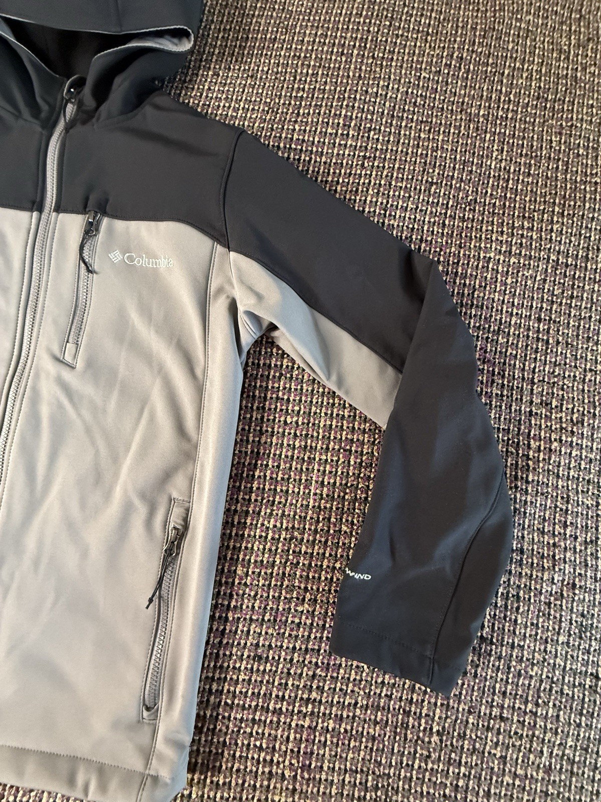 Columbia Omni Wind Hooded Ascender Jacket Gray Black Mens Size S