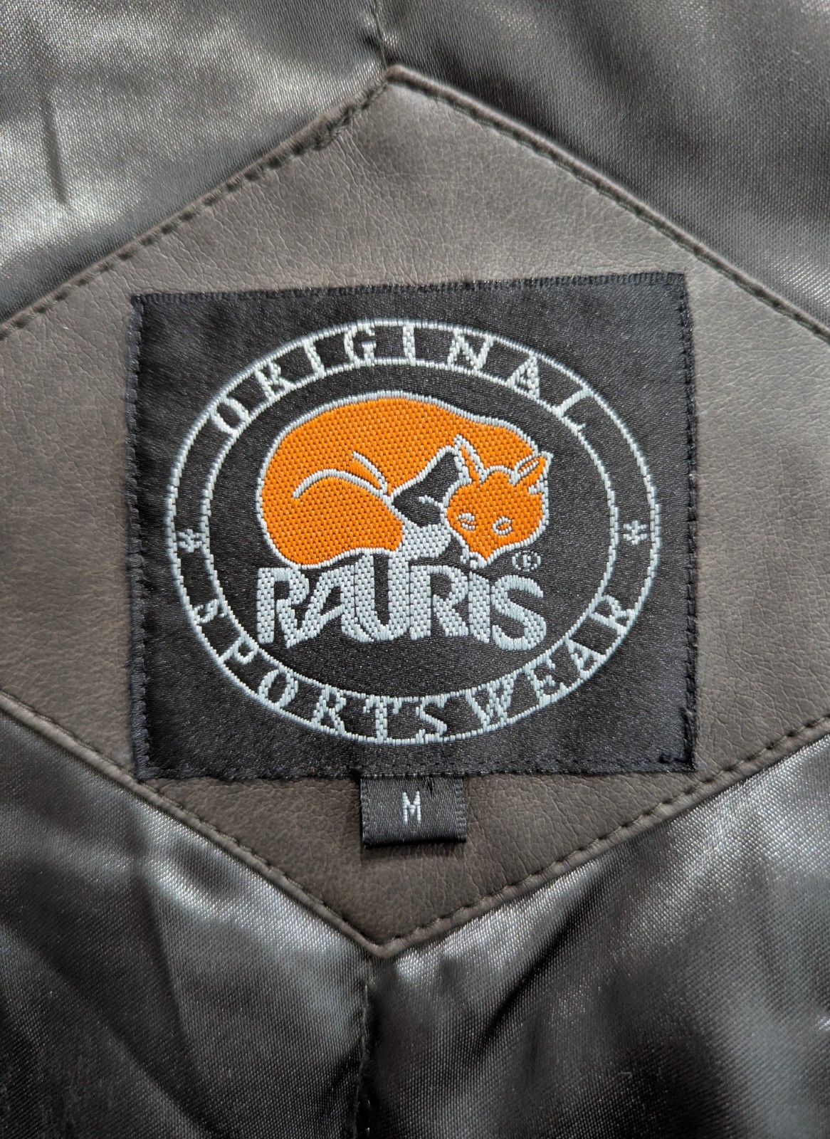 Rauris Men’s Brown Faux Leather Bomber Jacket M Button Zipper Lined Pockets