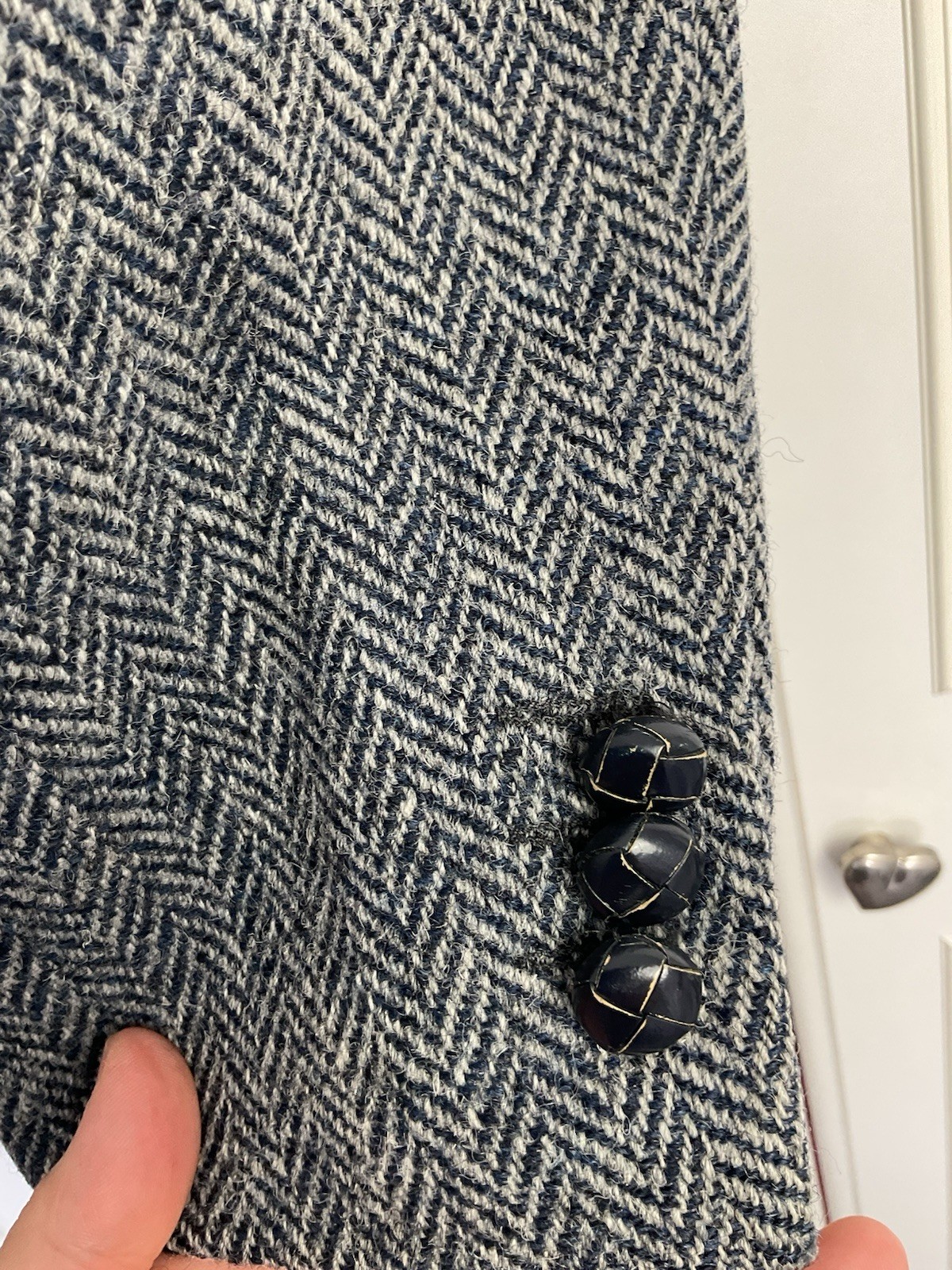 Harris Tweed Wool Jacket Mens Size Large 44″ Chest Blue Tweed Smart Event Blazer
