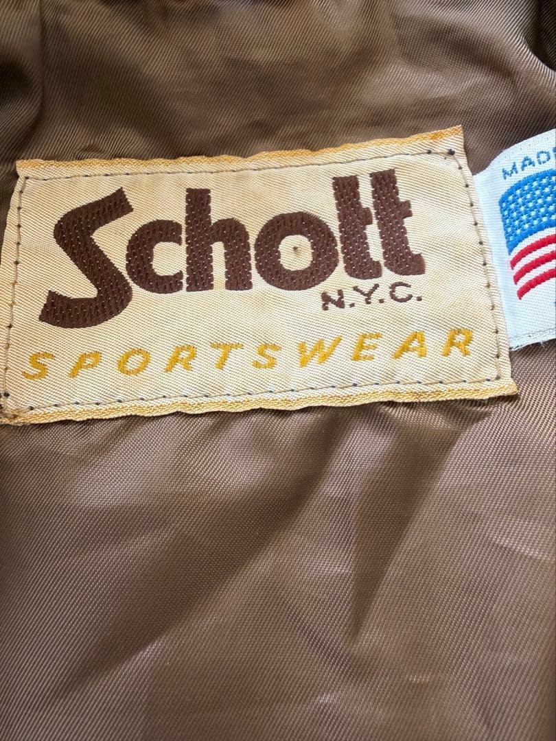 Schott N.Y.C Suede Leather Jacket Blouson Coat Men 40 Brown