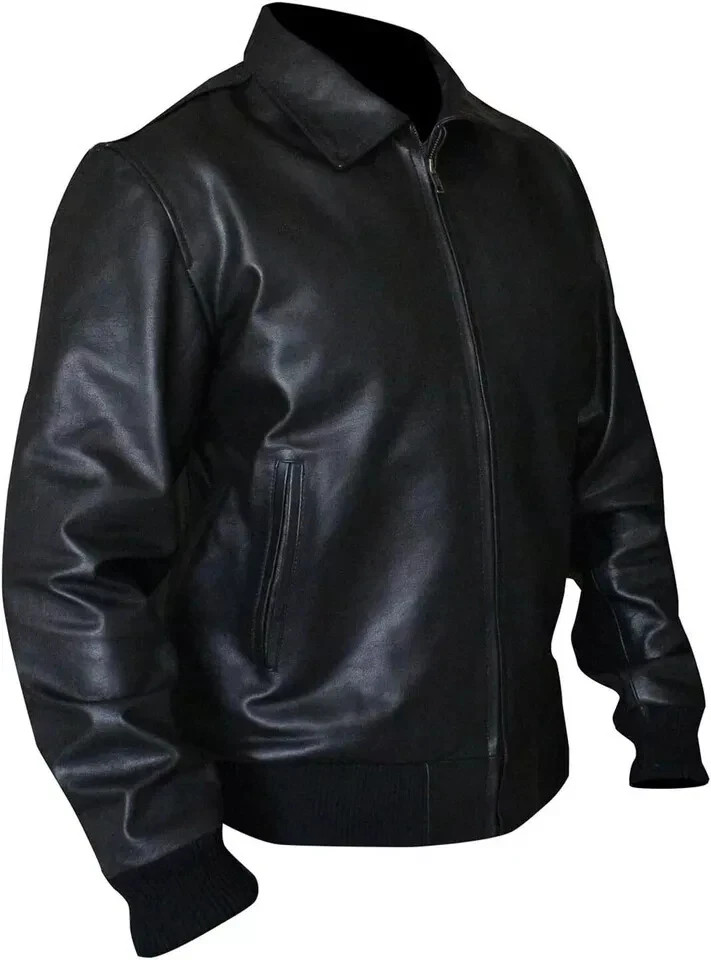 Happy Days Arthur Fonzie Vintage Black Bomber Motorcycle Classic Leather Jacket