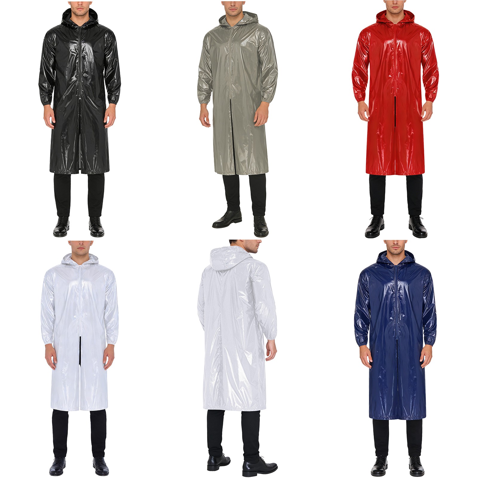 US Men Raincoat Jacket Tracksuit Waterproof Hooded Overcoat Long Sleeve Workwear
