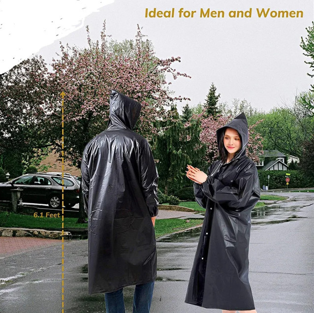 Unisex Adult Waterproof Raincoat Rain Coat Hooded Jacket Poncho Rainwear Camping