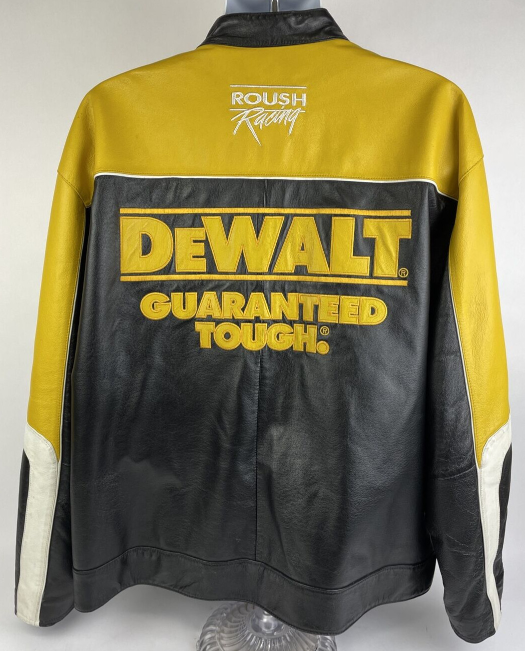 Vintage Wilson Leather Nascar Matt Kenseth DeWalt Jacket Racing Yellow Black VGC