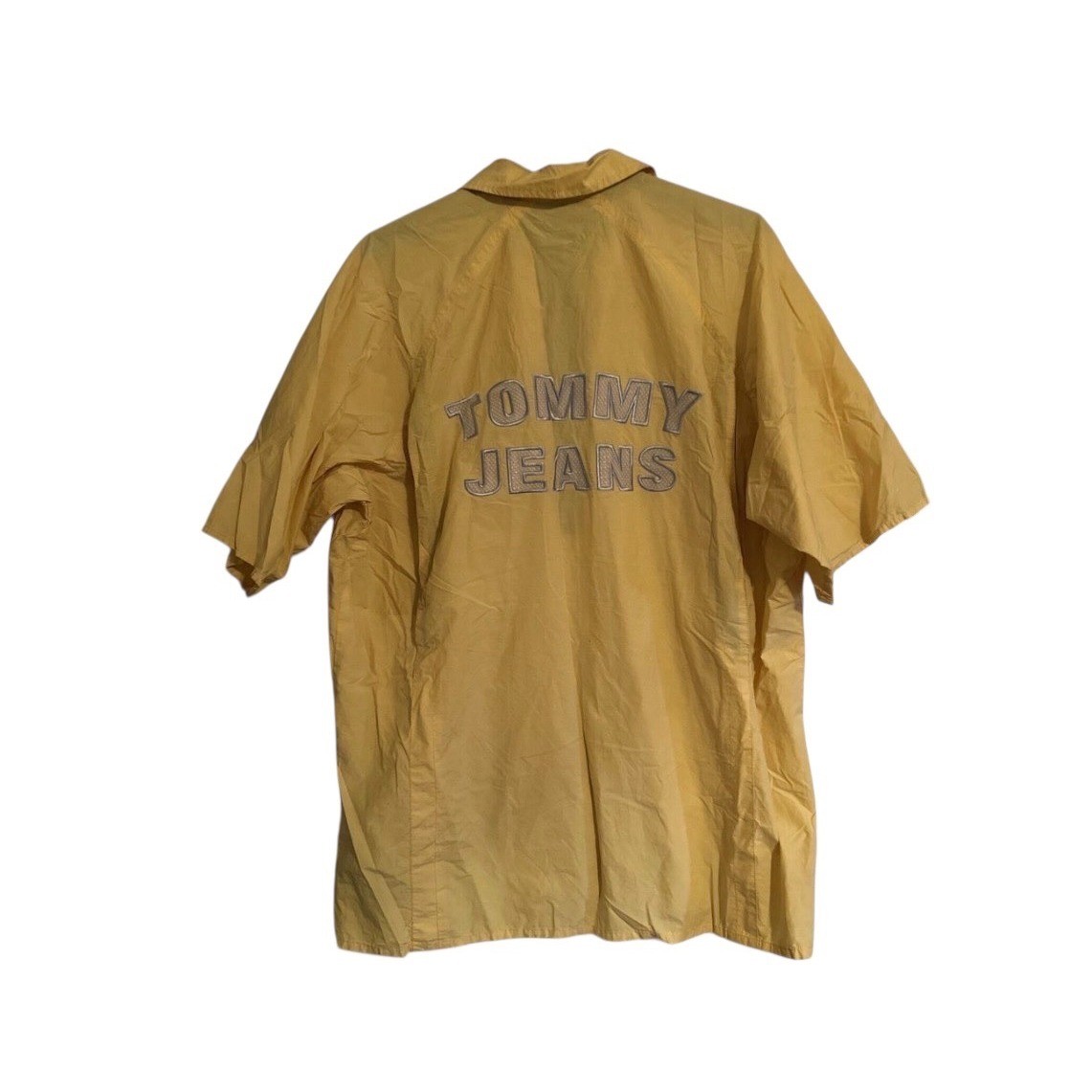 Vintage Tommy Jeans Mens XL Yellow Short Sleeve Quarter Zip Windbreaker 1999