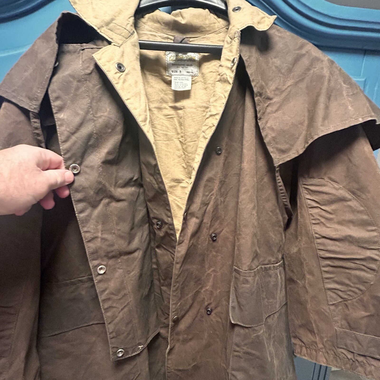 Claybourn Australia Brisbane Old Oilskin Riding Coat Cotton Lining Size 5 105CM