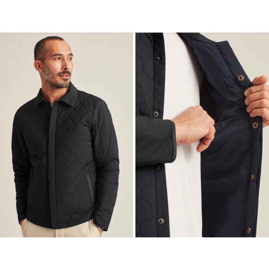 Bonobos Mens The Quilted Clubhouse Jacket Gray Blue Size M Lightweight Button