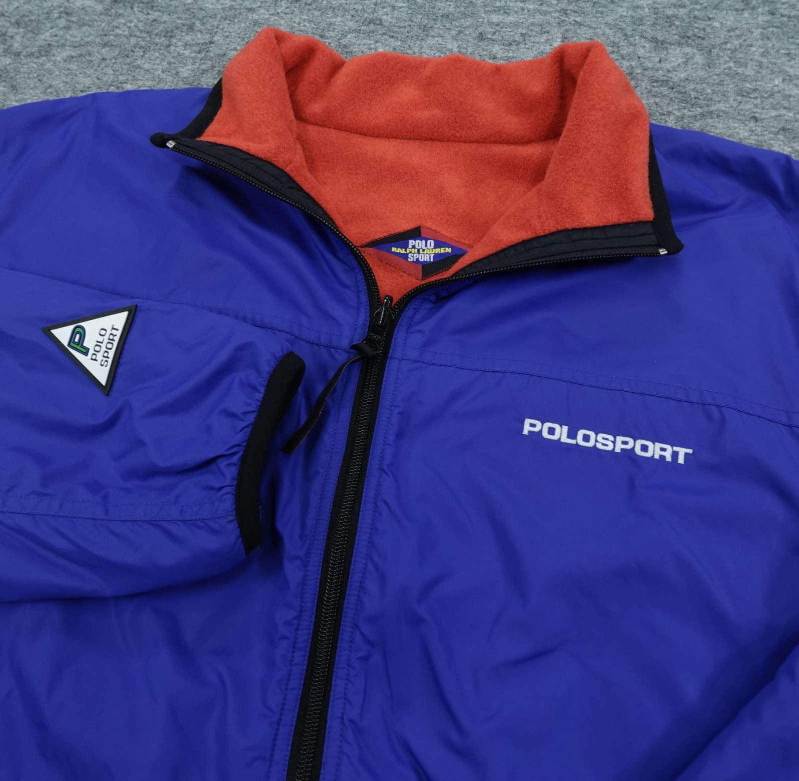 Vintage Polo Sport Ralph Lauren Jacket Mens Medium Reversible Fleece Nylon 90s