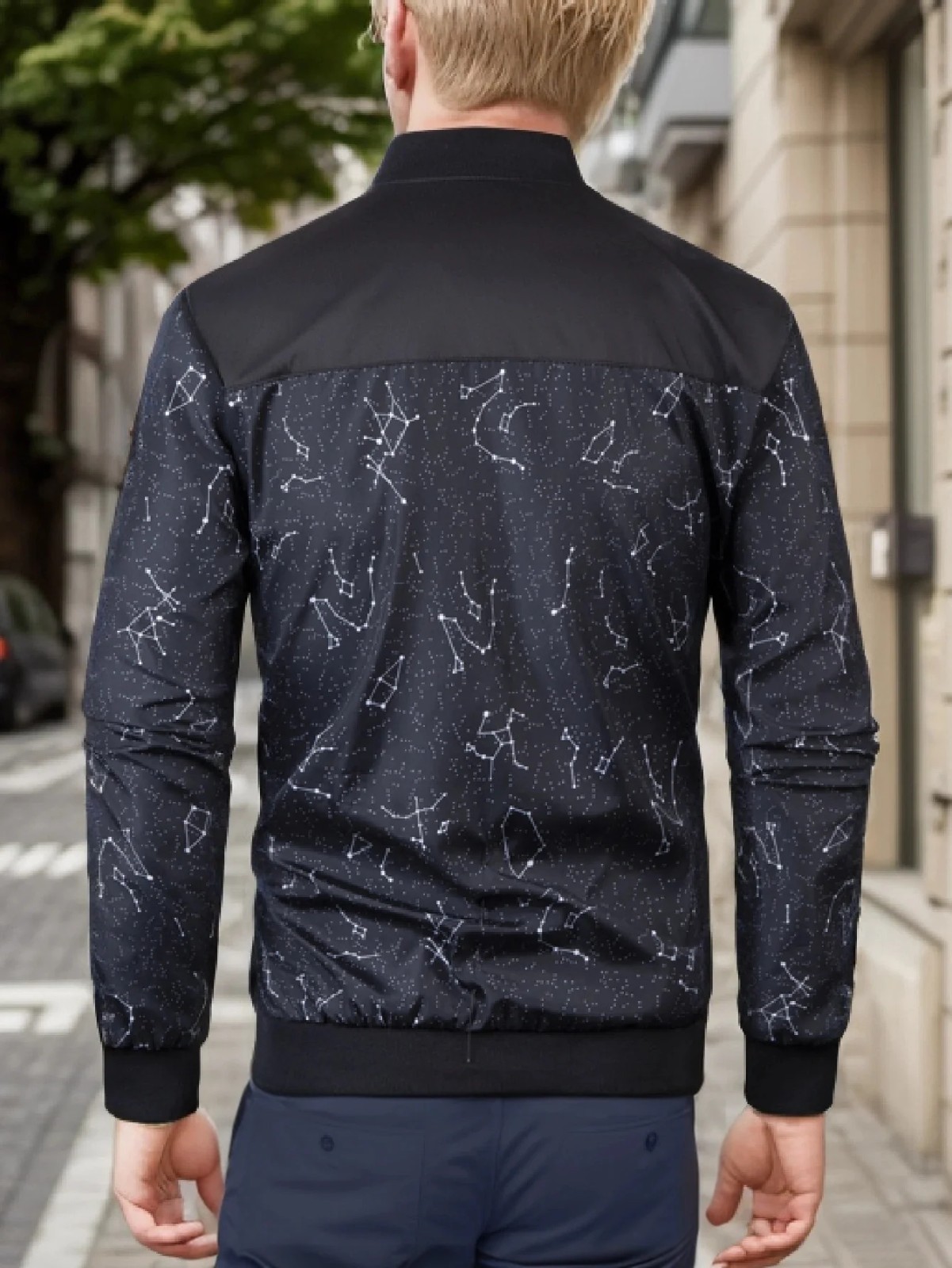 Men’s Baseball Collar Jacket Spring Autumn Short Loose Solid Color Casual Coat