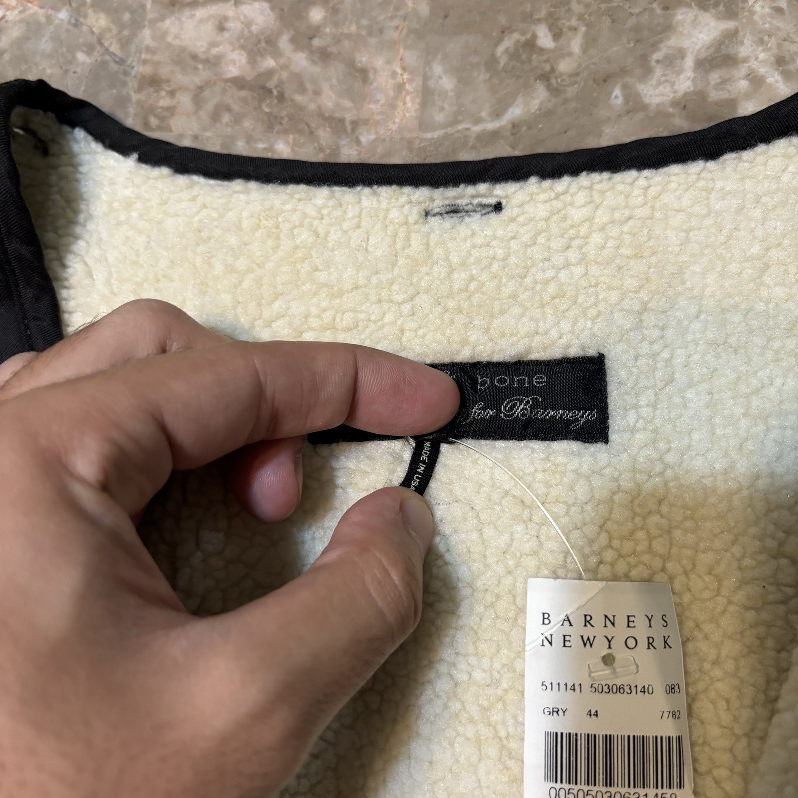 Rag & Bone Vest Mens Size 44 Black Sherpa Lined Lace Up Western Barneys NEW $895