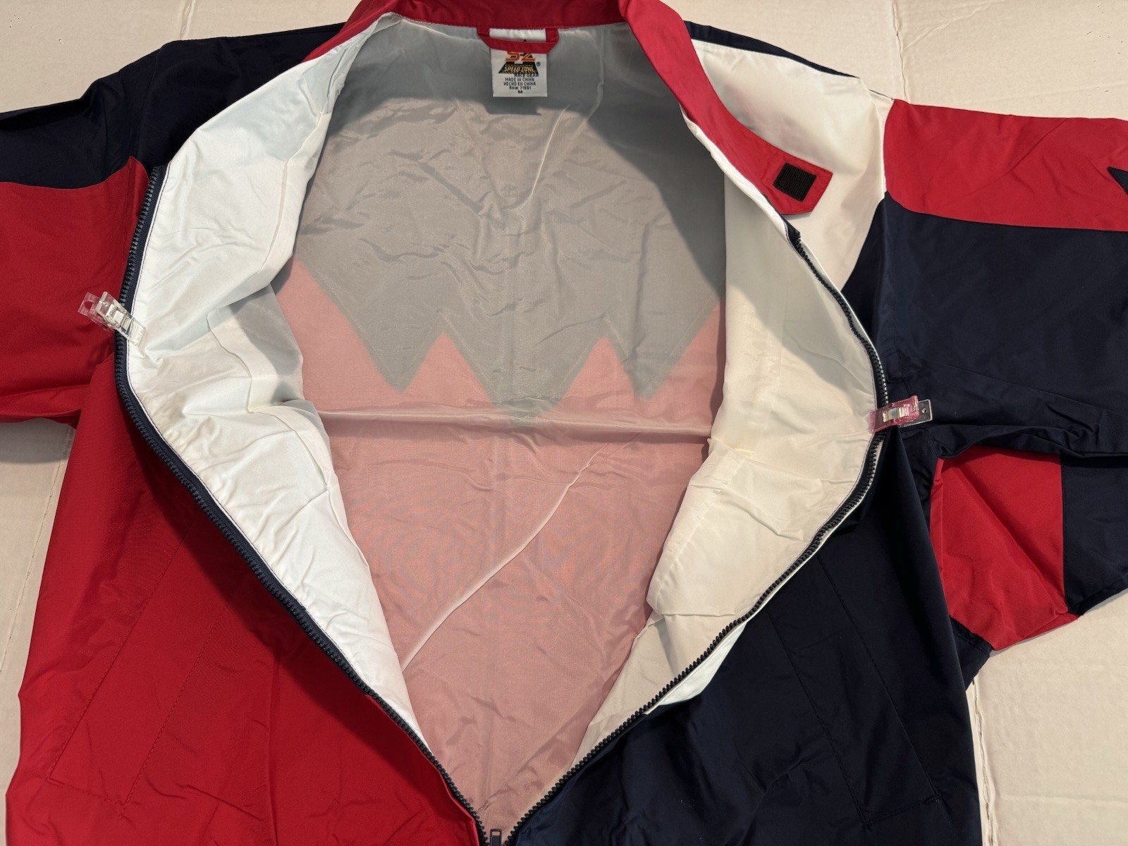 VTG Speed Zone Race Gear Red Black White Shark tooth Windbreaker Jacket 3X
