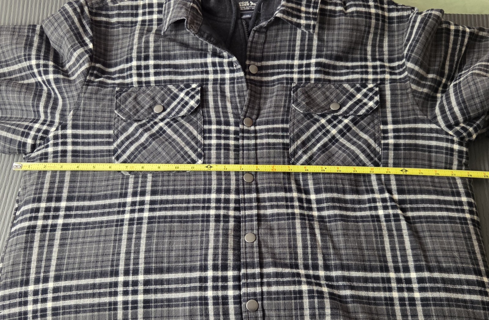 Eddie Bauer Men’s 2XL Gray Plaid Hooded Lined Shacket Jacket Snap/Button Zip