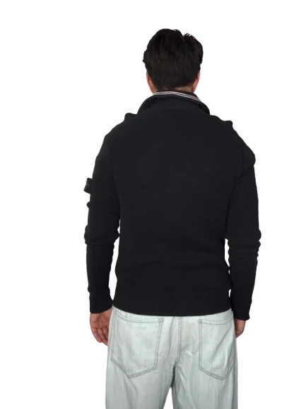 Stone Island Black Striped Zip Neck Sweater