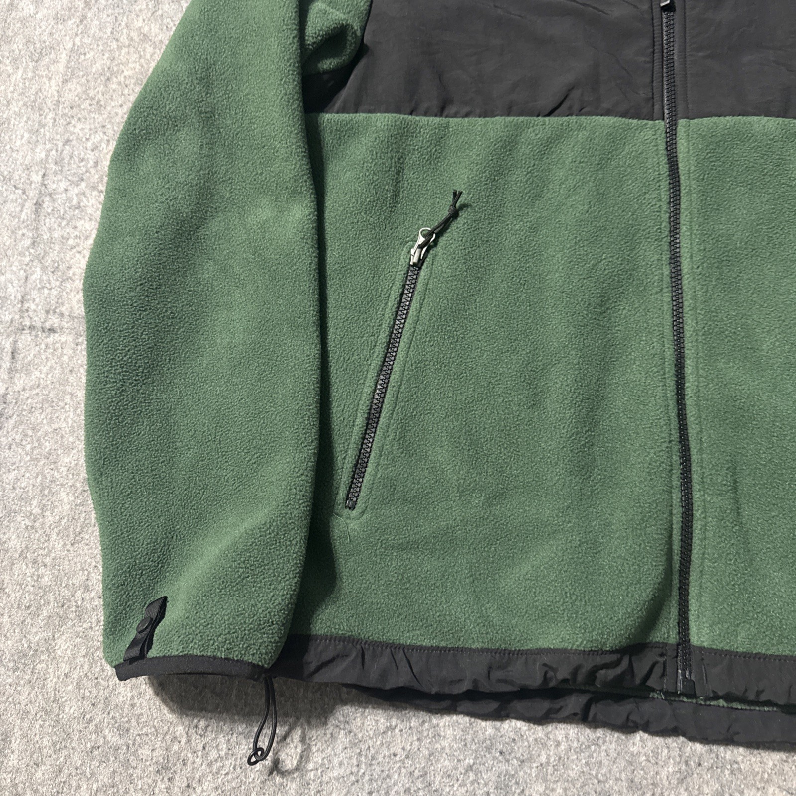North Face Full Zip Jacket Mens M Fleece Soft Shell Toggle Mock Neck Logo Green