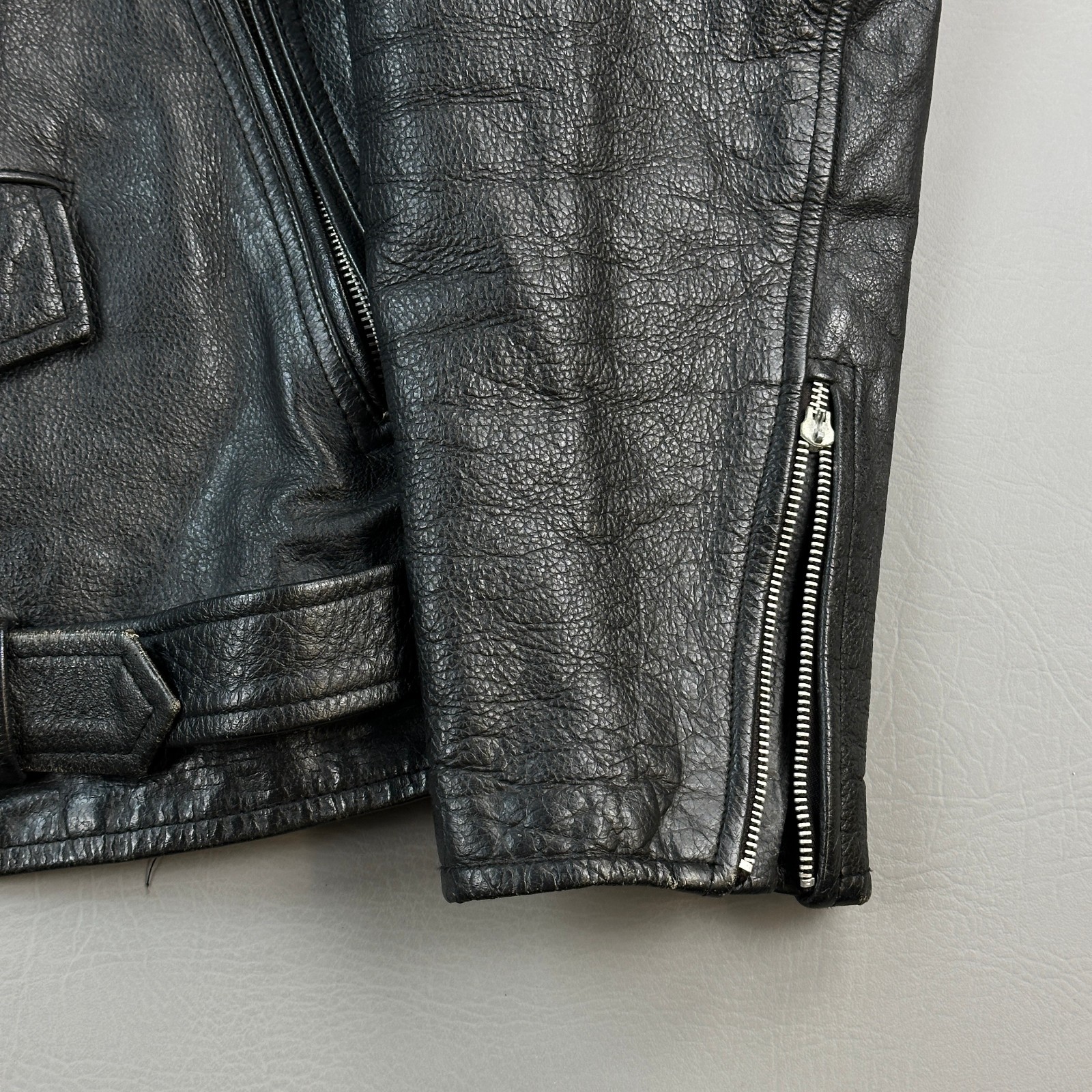Vintage Barneys Moto Jacket Mens 50 Black Leather Biker Patches Thinsulate 80s