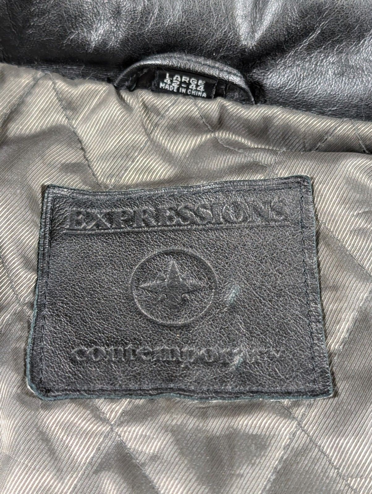 Vintage Expressions Contemporary Leather Jacket Mens L Black Moto Biker Lined