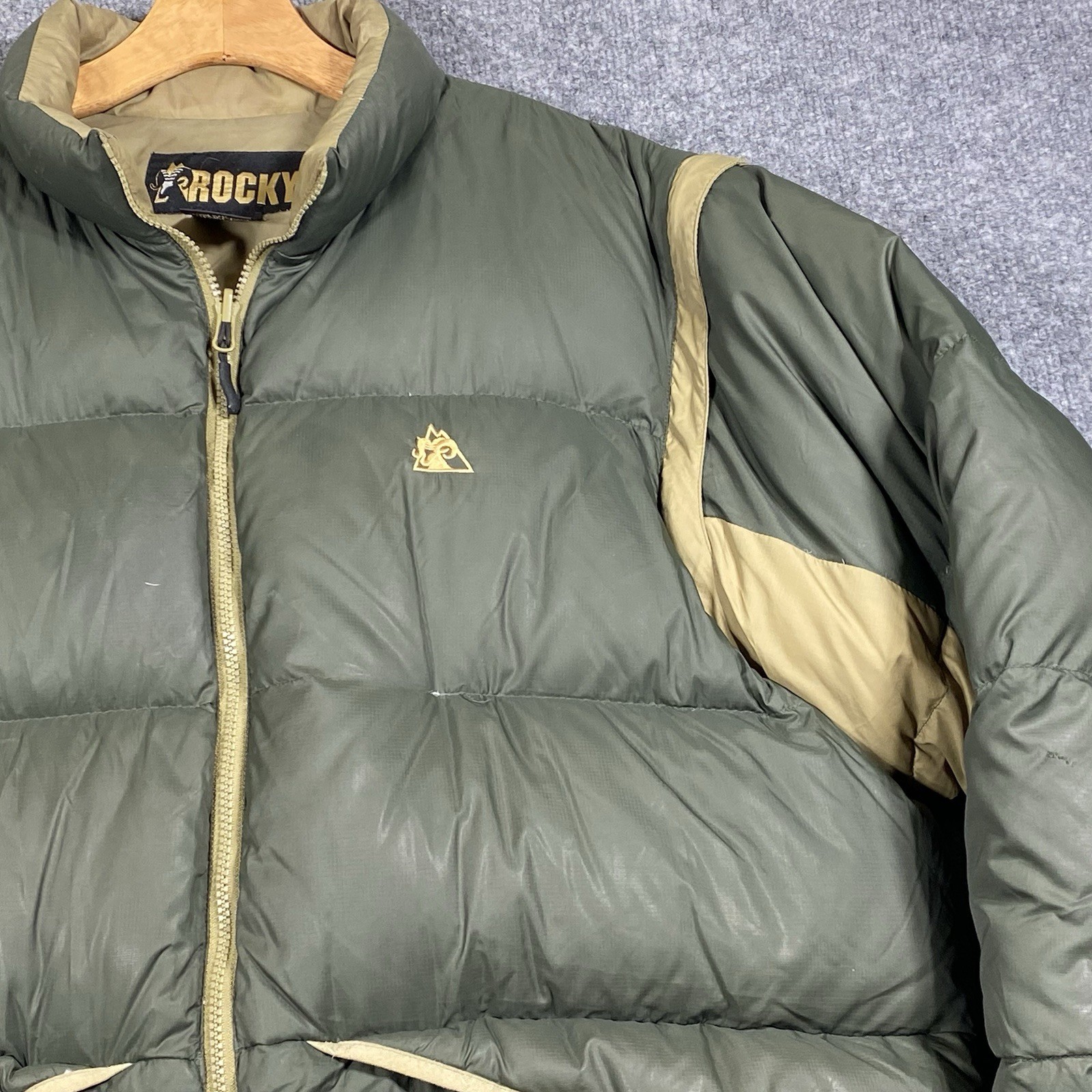 Rocky Down Puffer Jacket Convertible Vest Men’s 2XL Olive Green Tan Winter Hunt