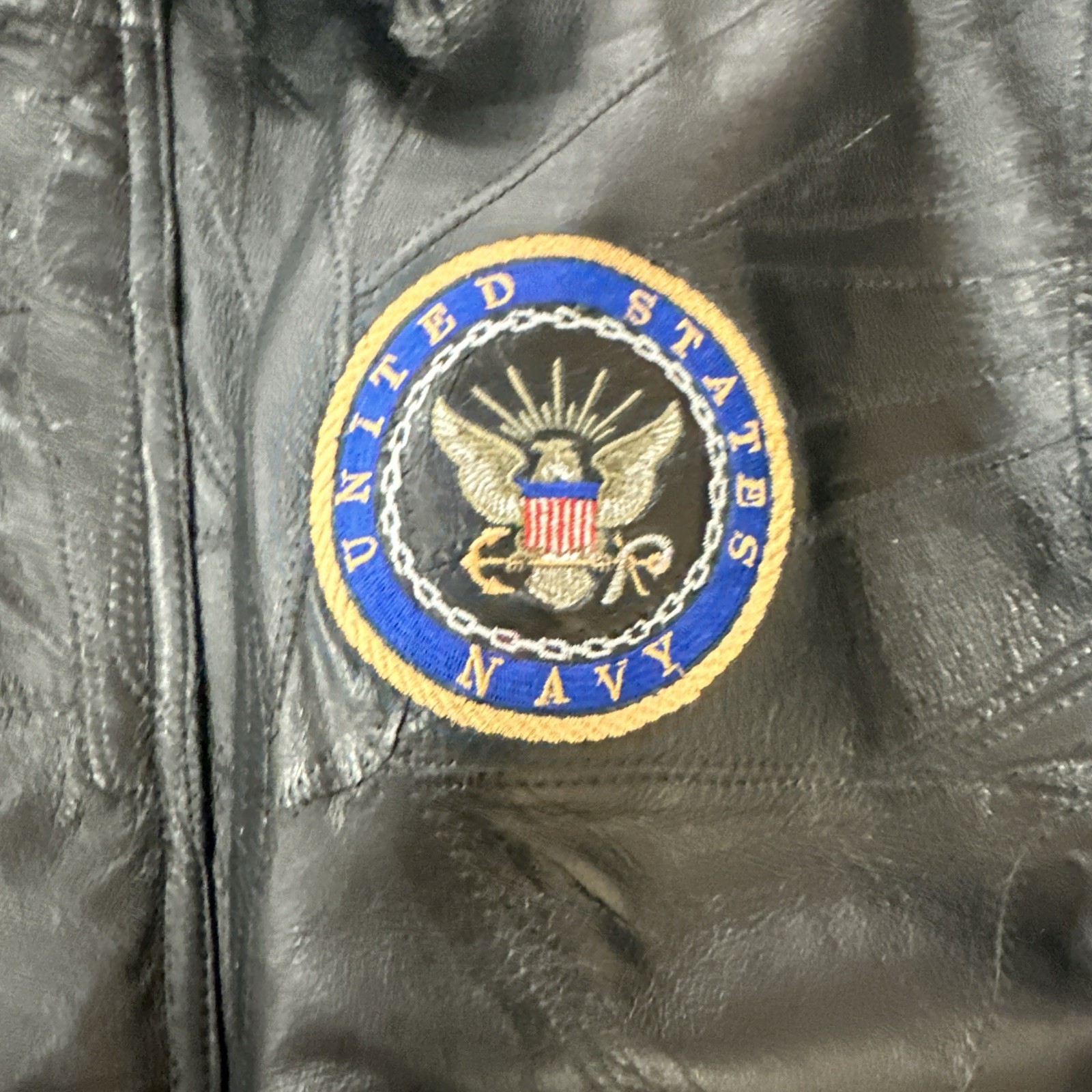United States Navy Military Leather Jacket Size Large