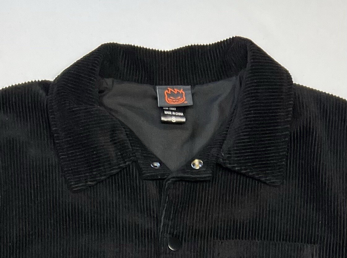 Spitfire Corduroy Black Jacket Adult Men’s Small S Big Head Red White Black EUC