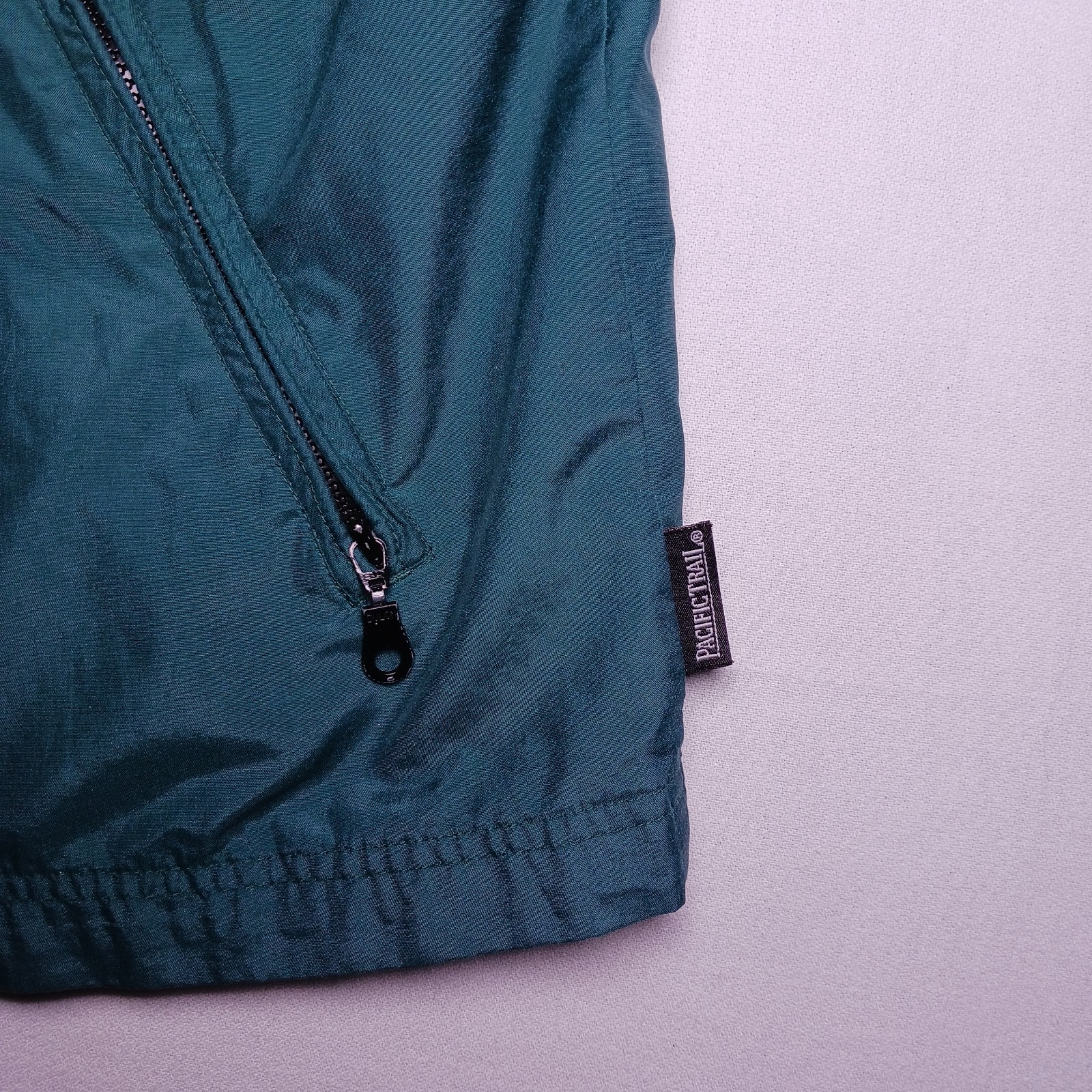 Vintage Pacific Trail Mens Windbreaker Jacket XL Teal Green Full Zip Hooded