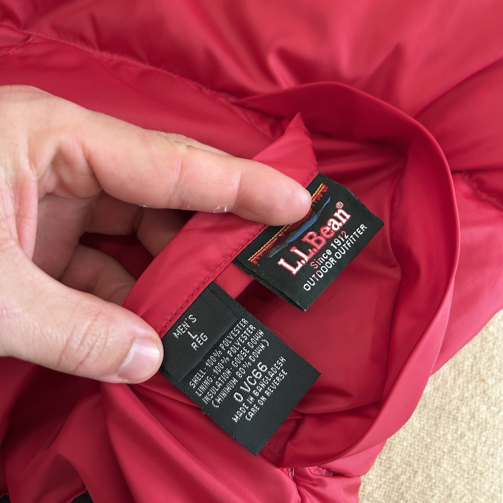 Ll Bean Goose Down Puffer Reversible Red Black Vest Large