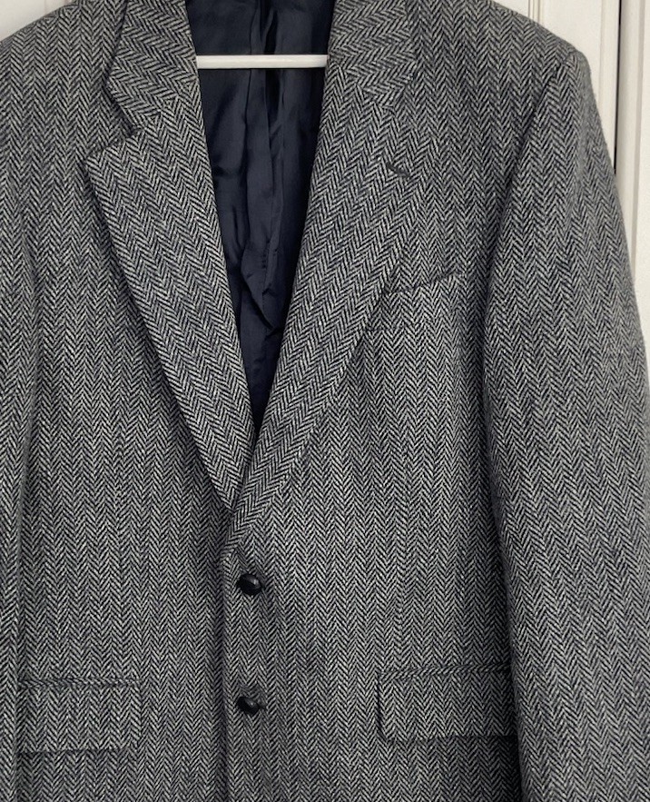Harris Tweed Wool Jacket Mens Size Large 44″ Chest Blue Tweed Smart Event Blazer