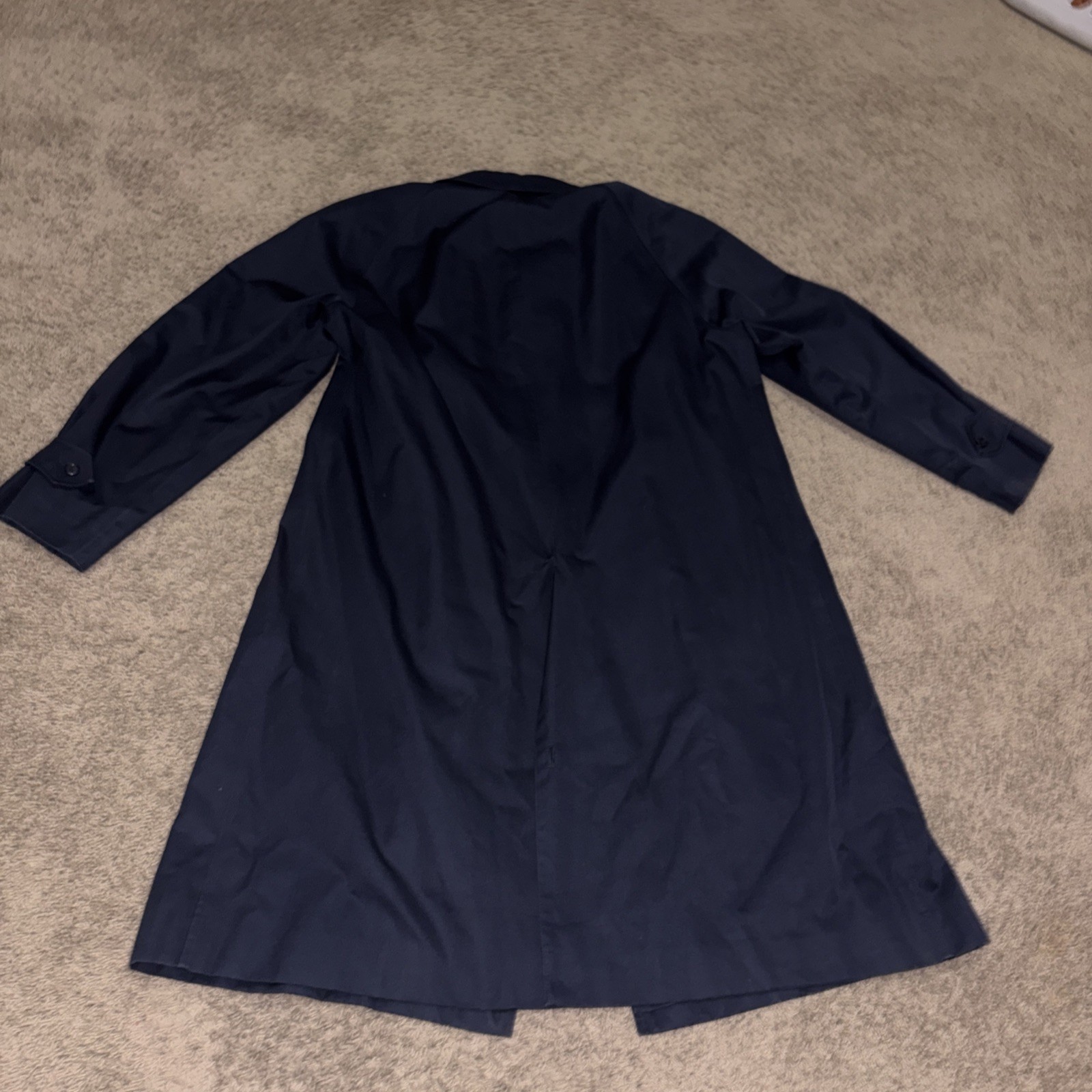 Burberry London Men’s Navy Blue Nova Check Lined Long Trench Coat Size 42R