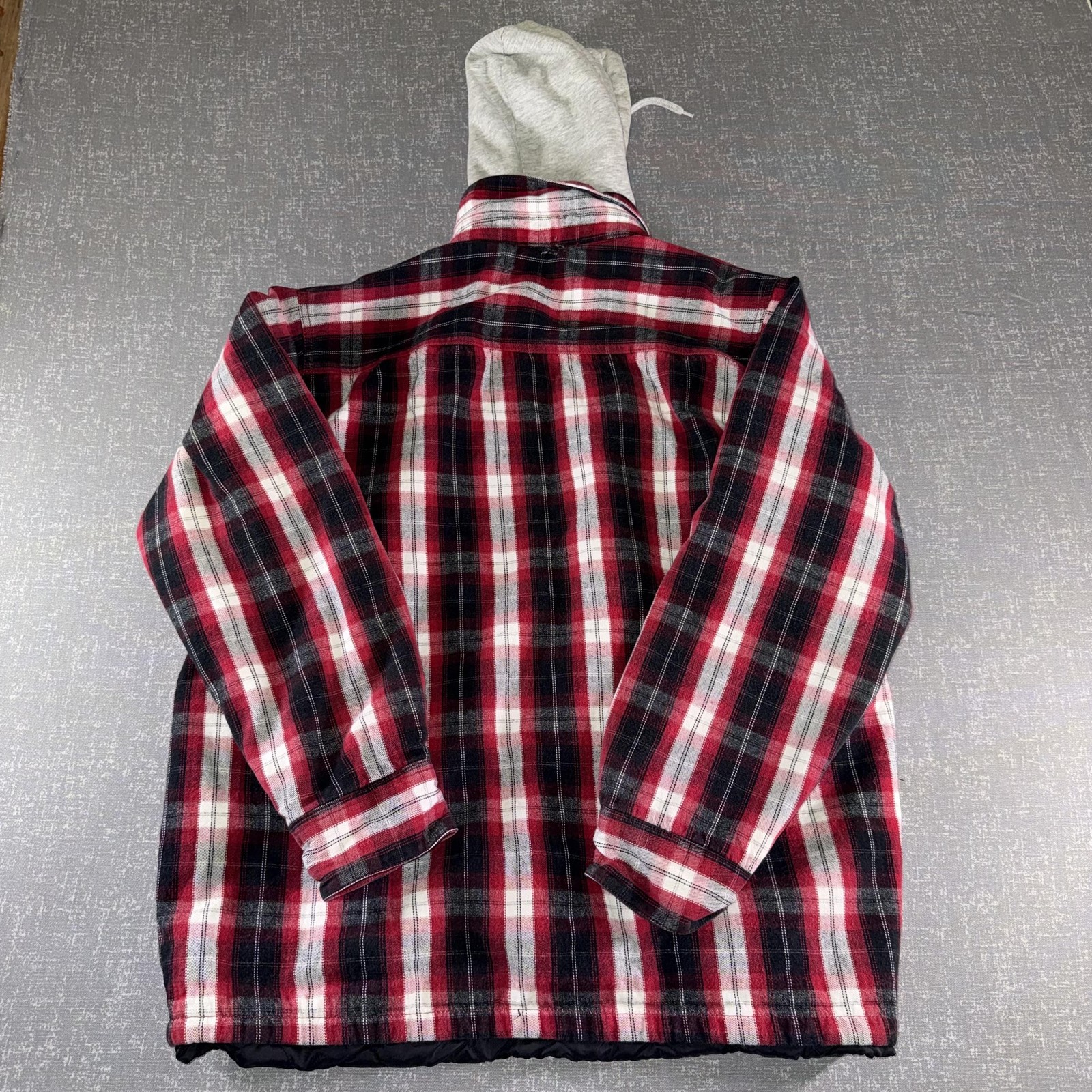 Brazos Jacket Mens Large Red Plaid Flannel Hooded Quilted Workwear Shirt Coat