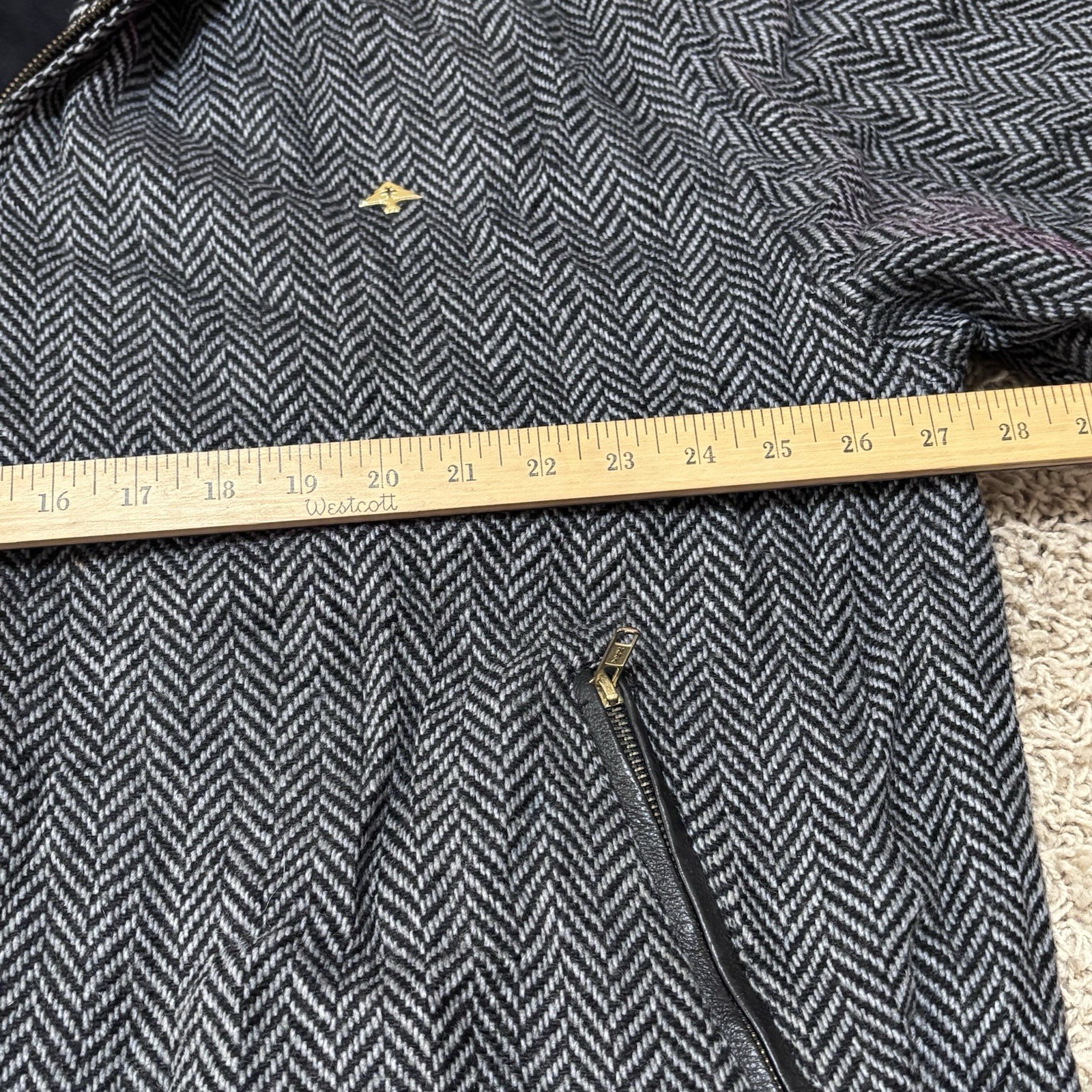 Lrg Roots & Equipment black and white herringbone Chevron Full Wool Jacket 4XL