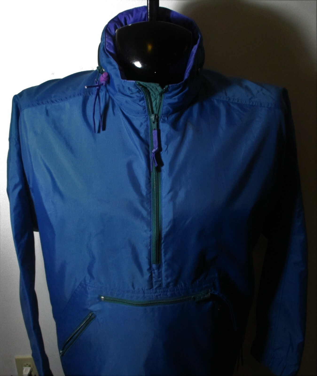 EMS EASTERN MOUNTAIN Sports Blue 1/2 Zip Windbreaker Jacket Size M