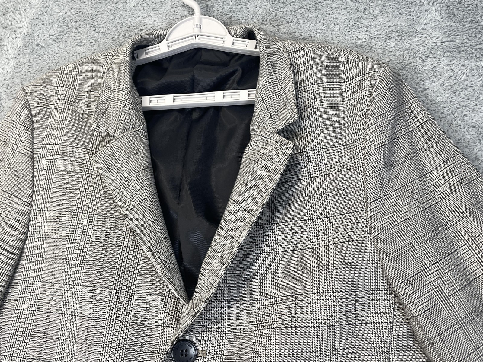H&M Topcoat Mens 42R Gray Glen Plaid Overcoat 3 Button Lined Pockets Notch Lapel