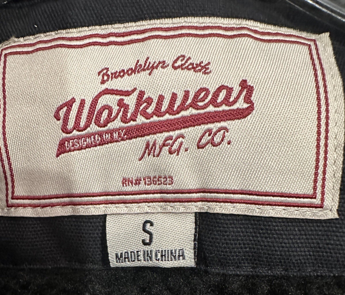 Brooklyn Cloth Workwear Hooded Black Canvas Jacket Size Small