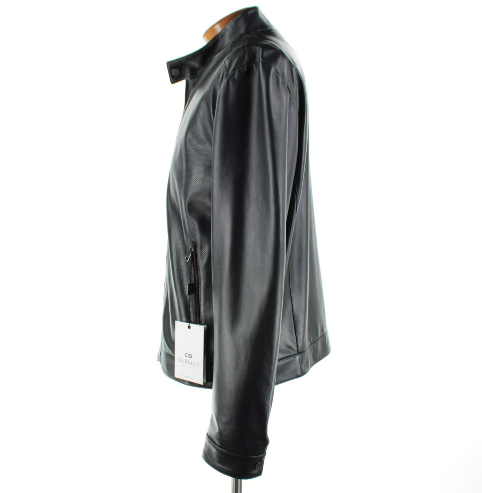 Di Bello NWD 100% Leather Full Zip Jacket Size 58 (3XL US) In Solid Dark Blue