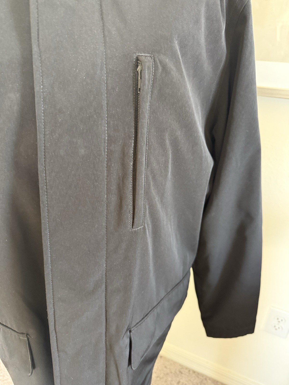 PERRY ELLIS PORTFOLIO MENS MULTI POCKET BLACK BUTTON ZIPPER JACKET SIZE M GUC