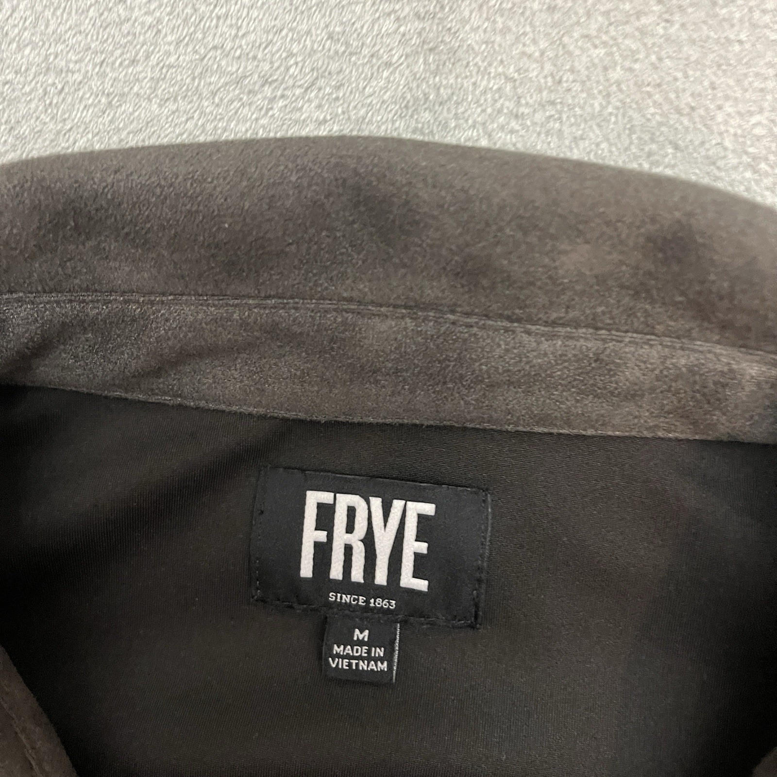 Frye Men’s Snap Button Up Faux Suede Shirt Jacket Size Medium Dark Brown