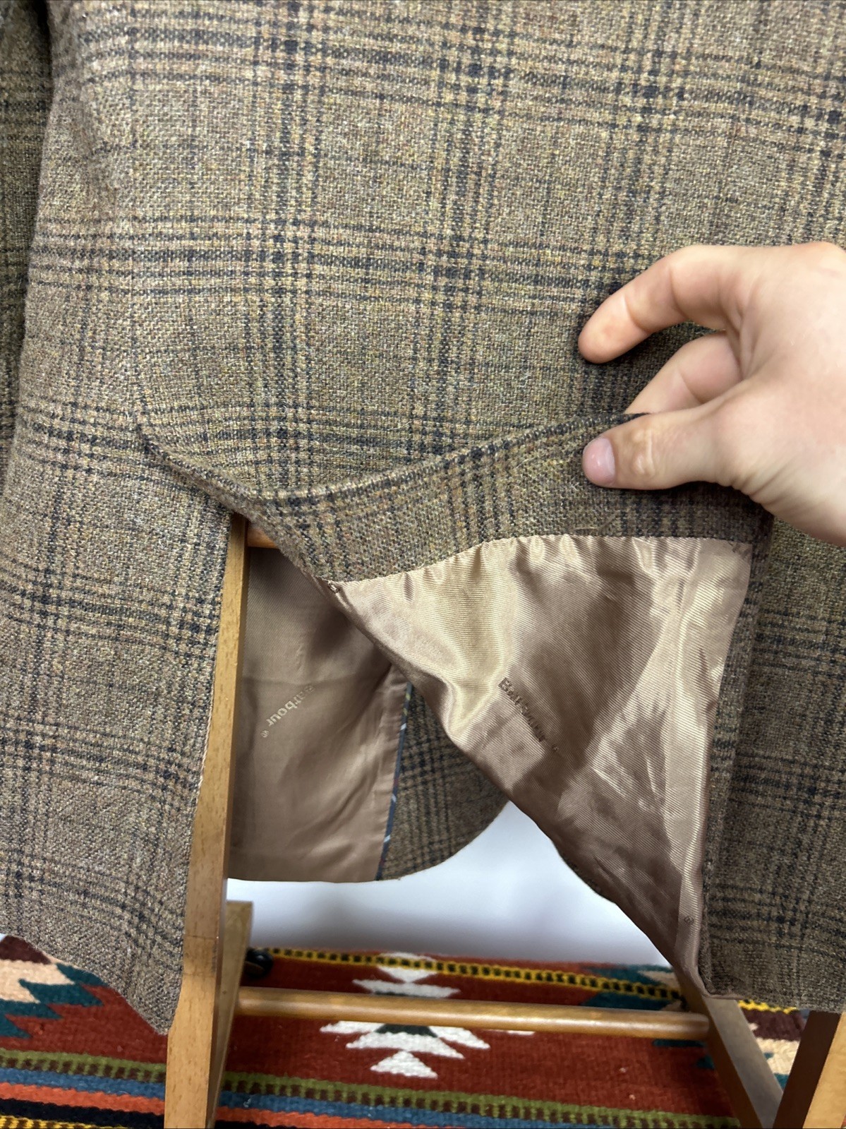 Barbour (42R) Glen Check Elbow Patch Sport Coat Tweed Blazer POW Hacking Jacket