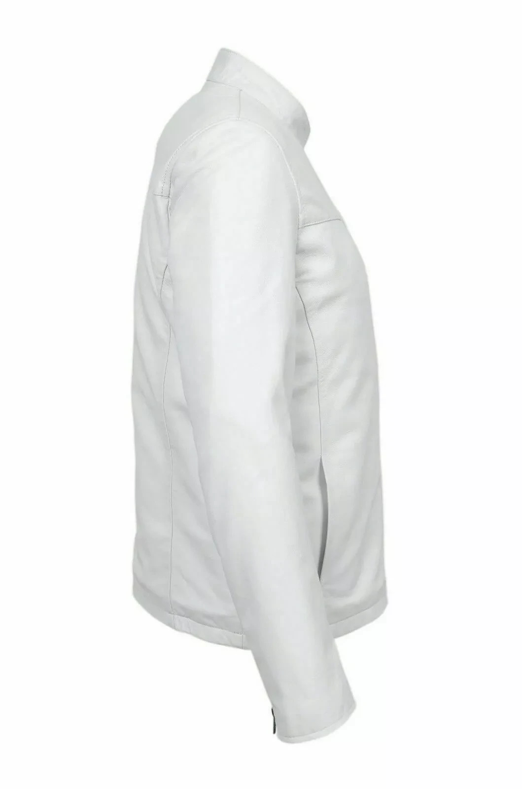 Classic New Men’s White Black Zipper Jacket Soft Lambskin Moto Biker Jacket