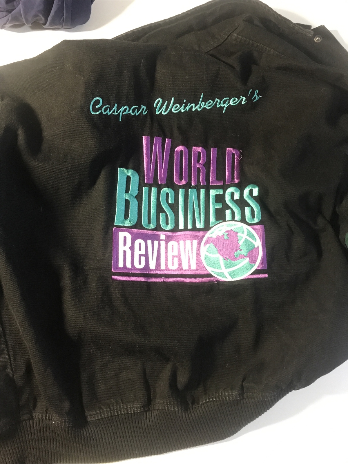 Caspar Weinberger’s World Business Review Heavy Denim Black & Green LG Jacket