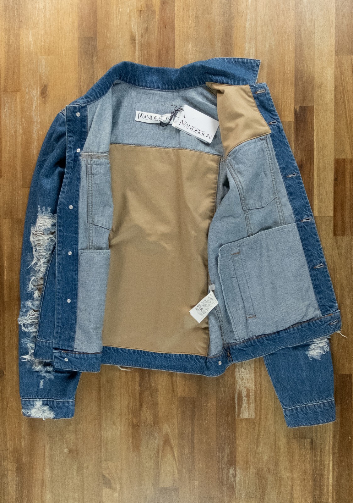 (NO CUSTOMS TAX) JW ANDERSON blue classic fit distressed denim jacket Medium NWT