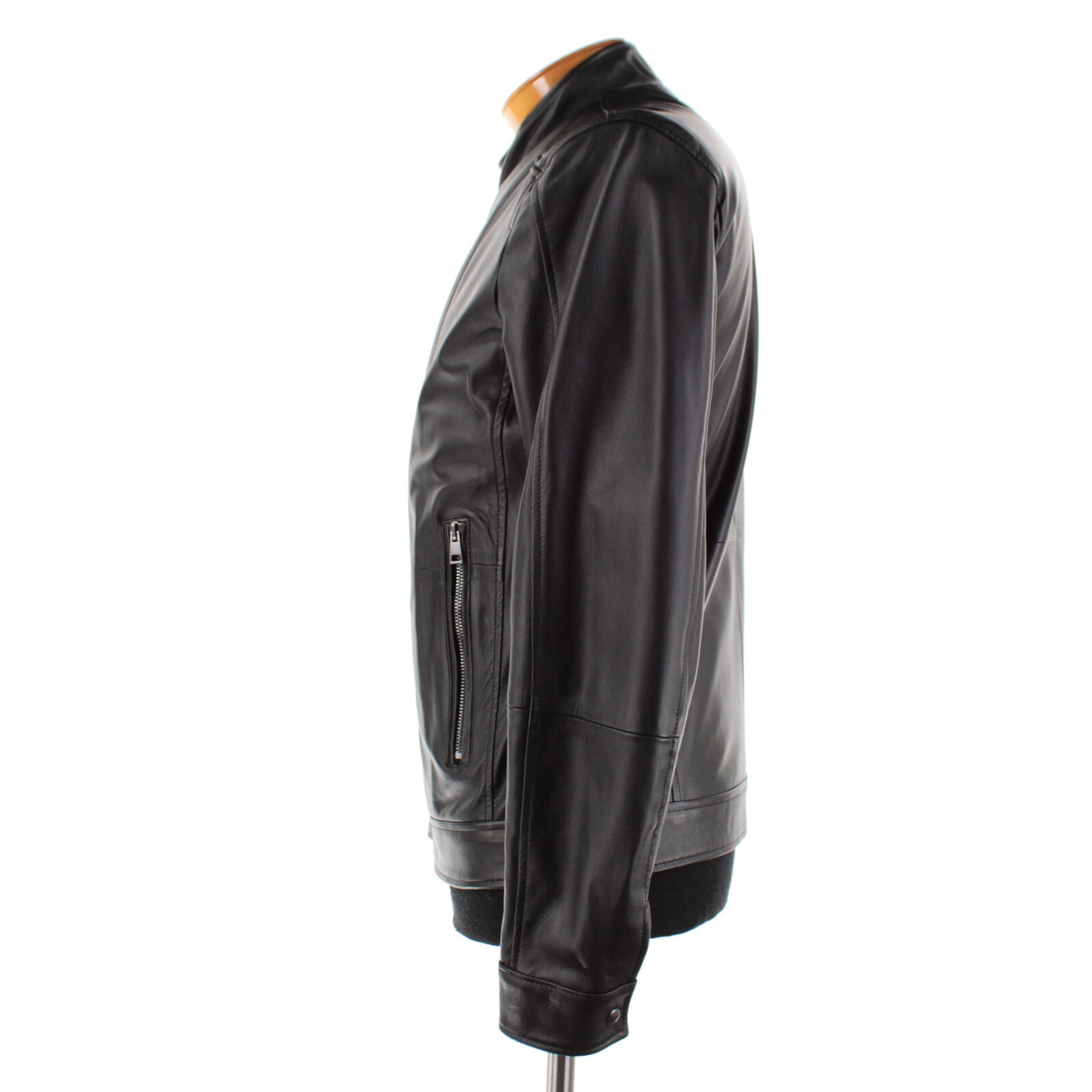 Latini NWD 100% Leather Asymmetrical Jacket Size 50 (M US) In Solid Black