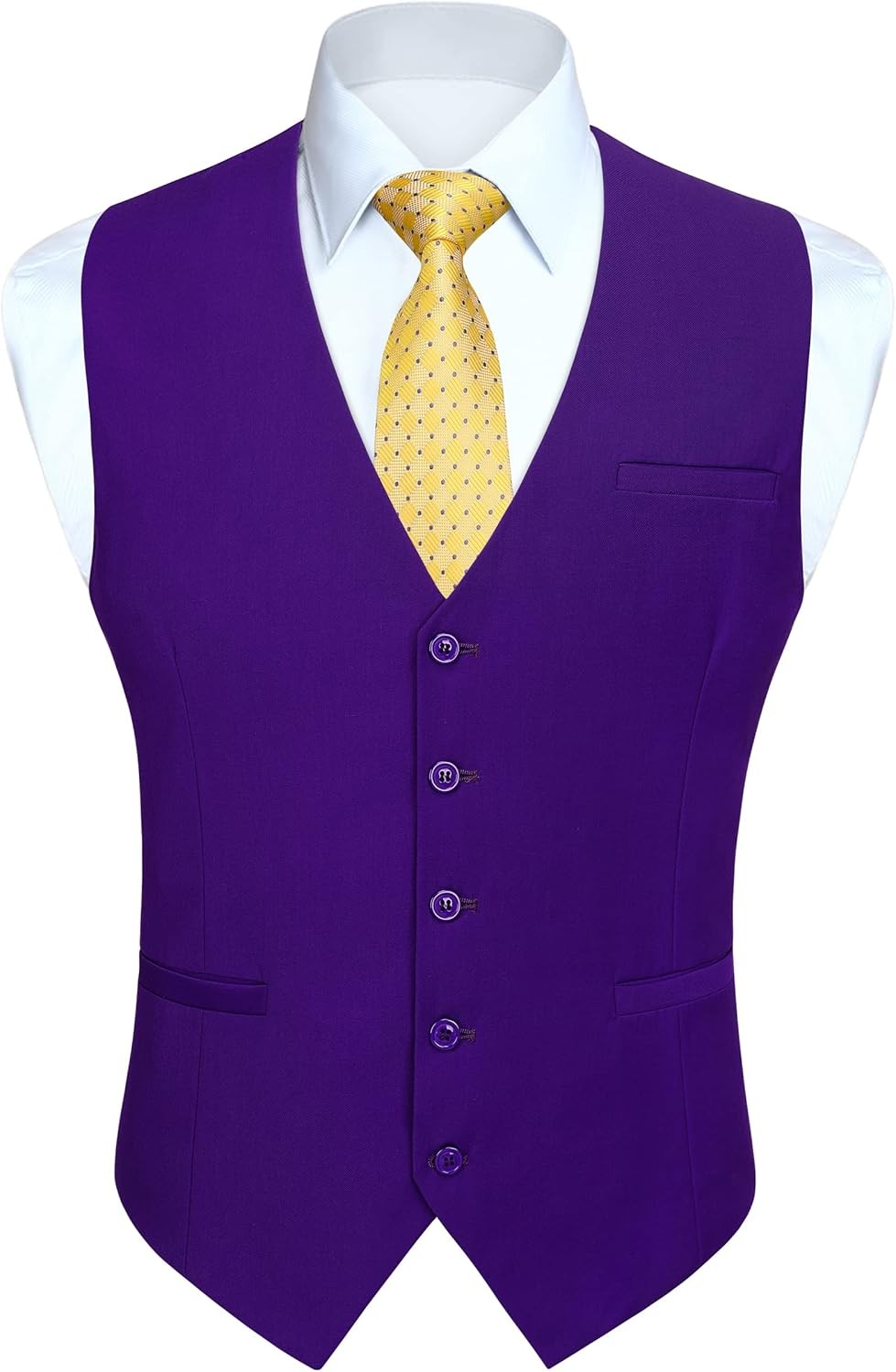 HISDERN Men Suit Vest Business Formal Dress Waistcoat Vest with 3 Pockets