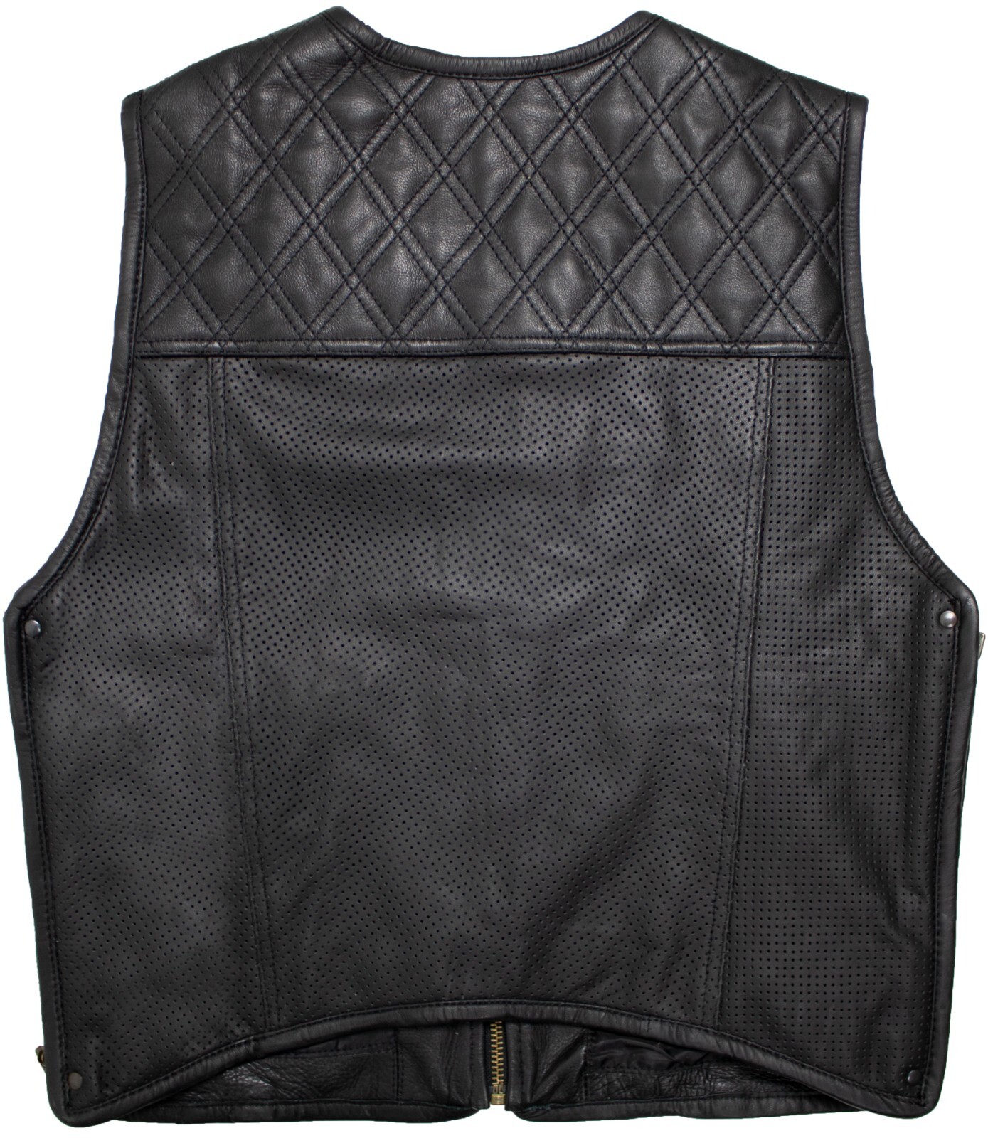 Lederweste biker kutte perforiertes Leder schwarz Stepp Muster Lederkutte Biker