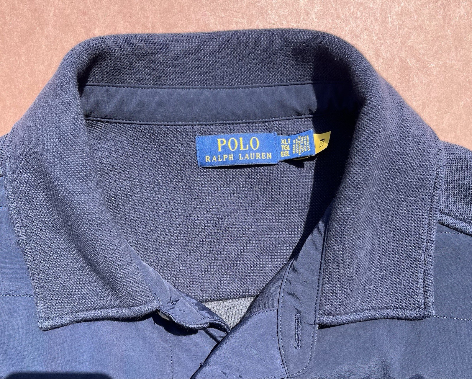 Polo Ralph Lauren Blue Quilted Jacket XL Button Front Pockets Spread Collar