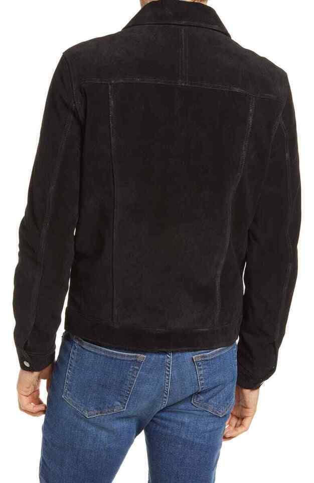 Lambskin Jacket Handmade Black Motorcycle Men’s Button Suede Designer Leather