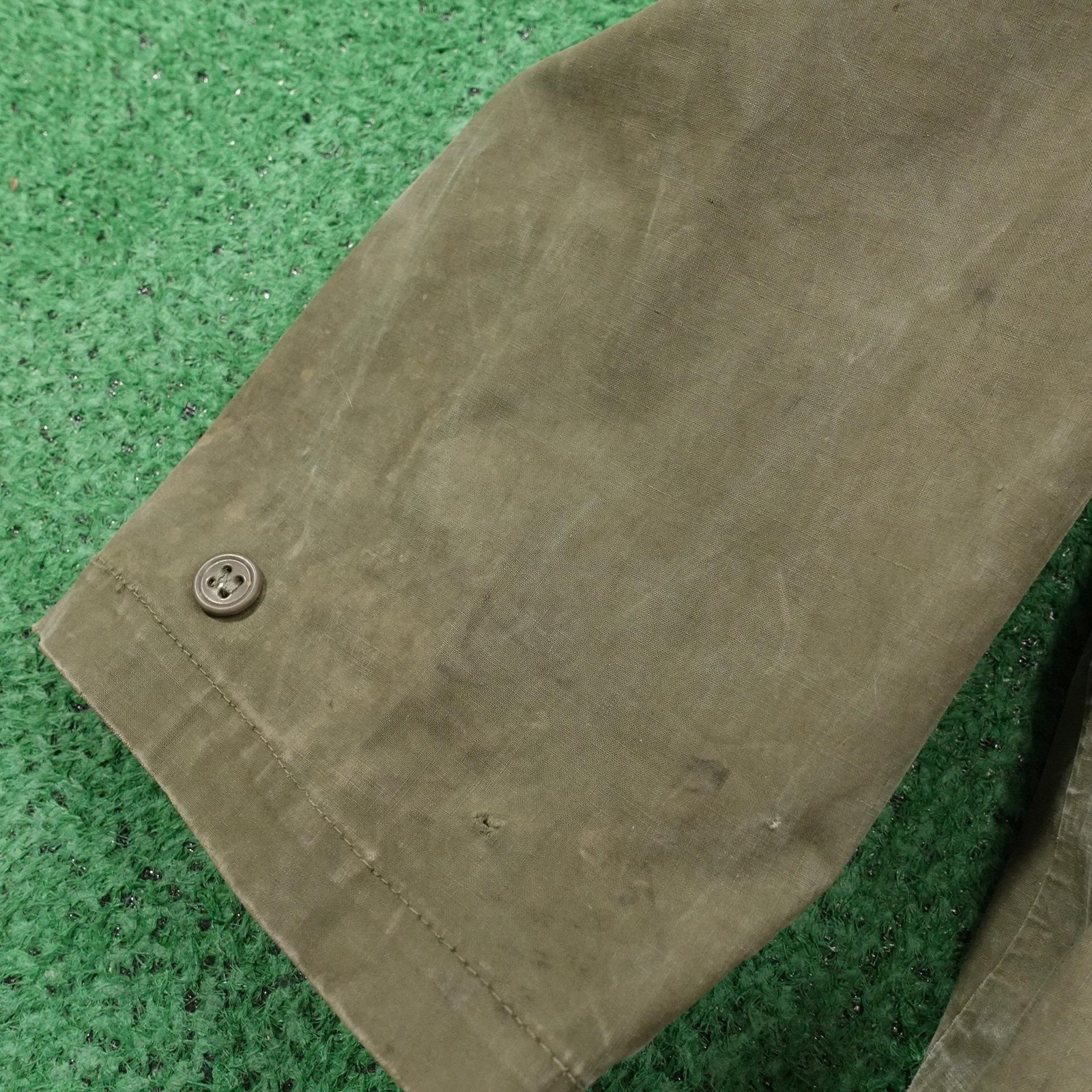 Vintage USN Jacket Medium Green Hooded Anorak Pullover Lace Up Navy Military WW2