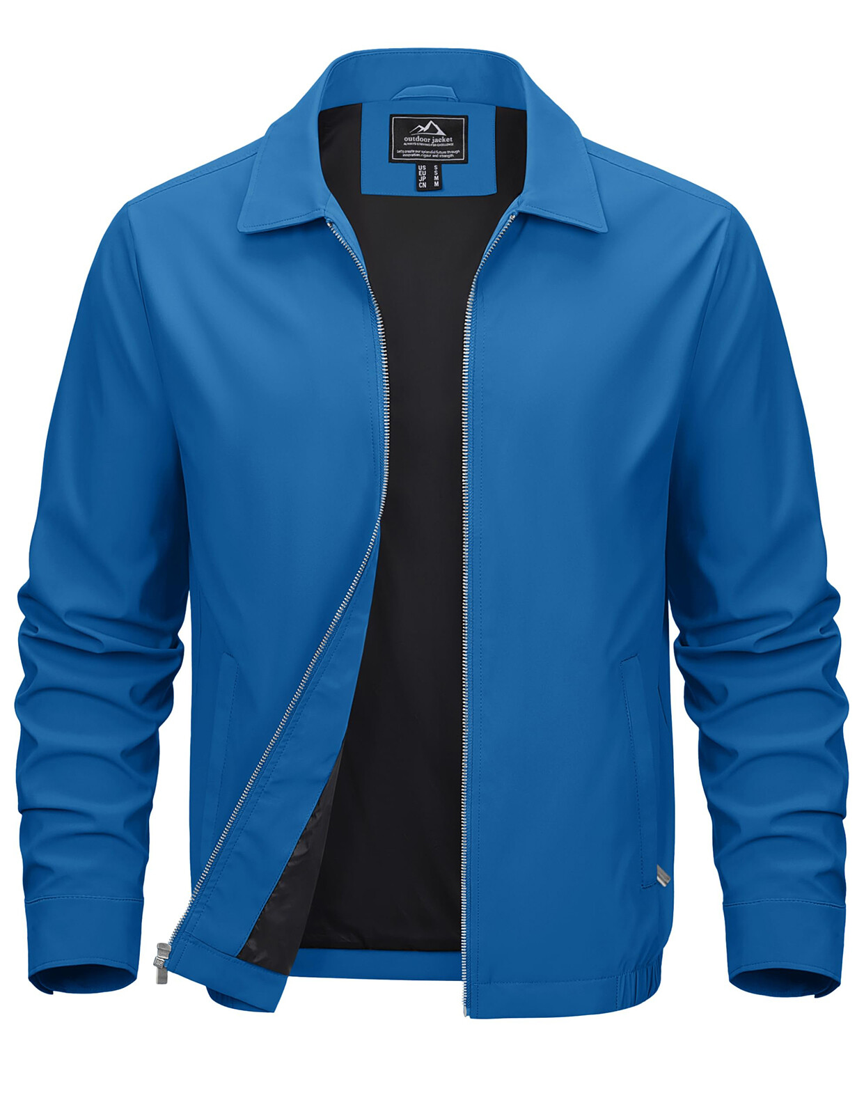 Spring Fall Men’s Jackets Lightweight Full Zip Laydown Collar Casual Windbreaker