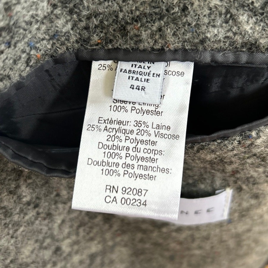 Saks Fifth Avenue Nominee Grey Wool Unlined Double Vent Two Button Blazer