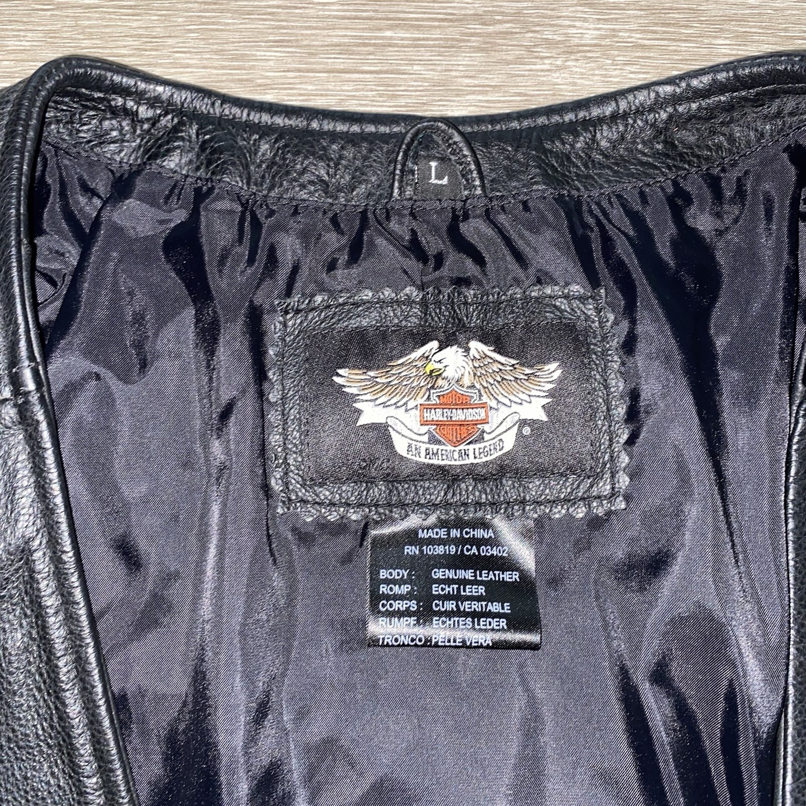 Harley Davidson Leather Motorcycle Vest Men’s L Black Lace Up Biker Embroidered