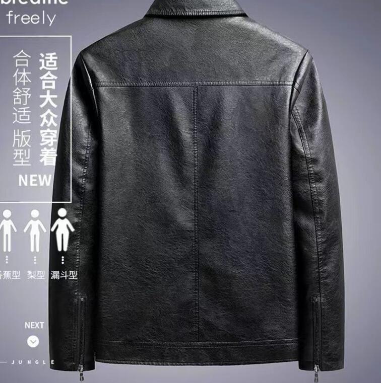 New Spring/Fall Men’s Faux Leather Jacket Middle aged Dad Casual PU coat Fashion