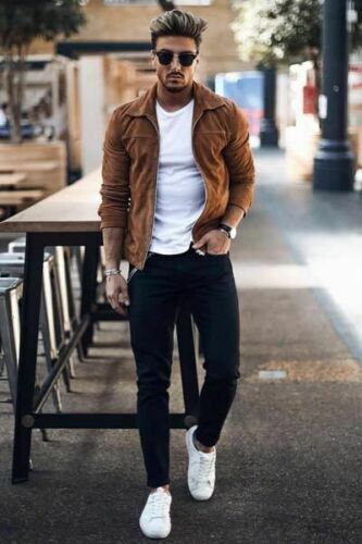 Men’s Brown Suede Jacket Pure Leather Custom Made S M L XL XXL 3XL 4XL